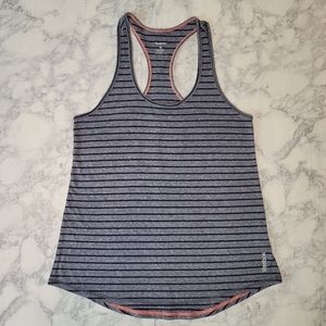 Reebok Tank Top Striped Blue Racerback Medium